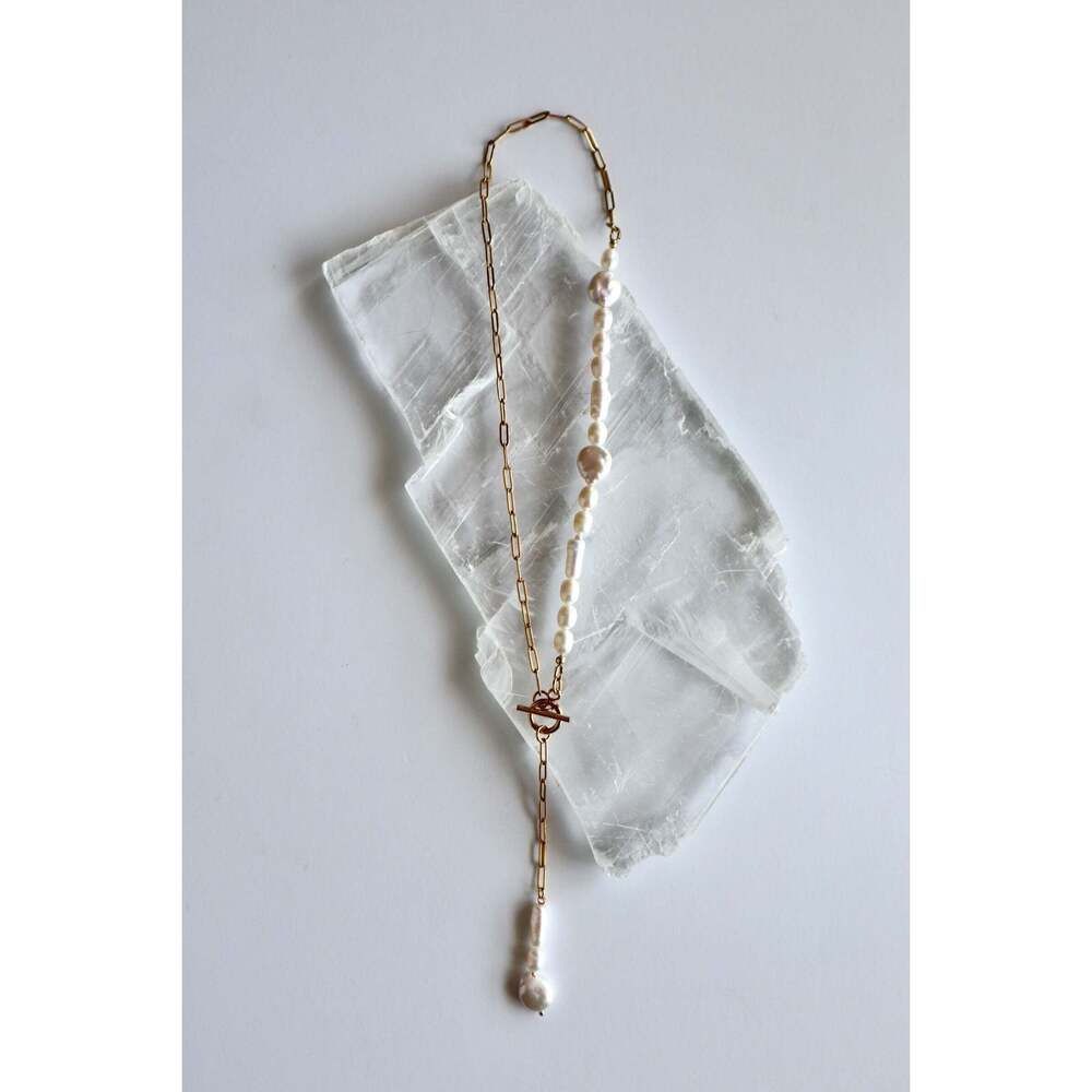 Caelova – Freshwater Pearl Lariat Necklace - 18in